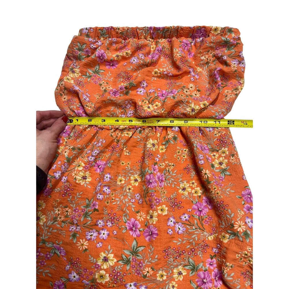 Rolla Coster Orange Ditsy Floral Strapless Sun Dress – Size M – EUC - Picture 5 of 8